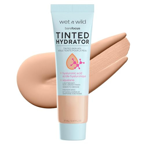 wet n wild Bare Focus Tinted Hydrator Tinted Skin Veil, Lightweight Buildable Coverage with Hyaluronic Acid & Vegan Squalane, Semi-Matte Finish, Cruelty-Free - Light | Amazon (US)