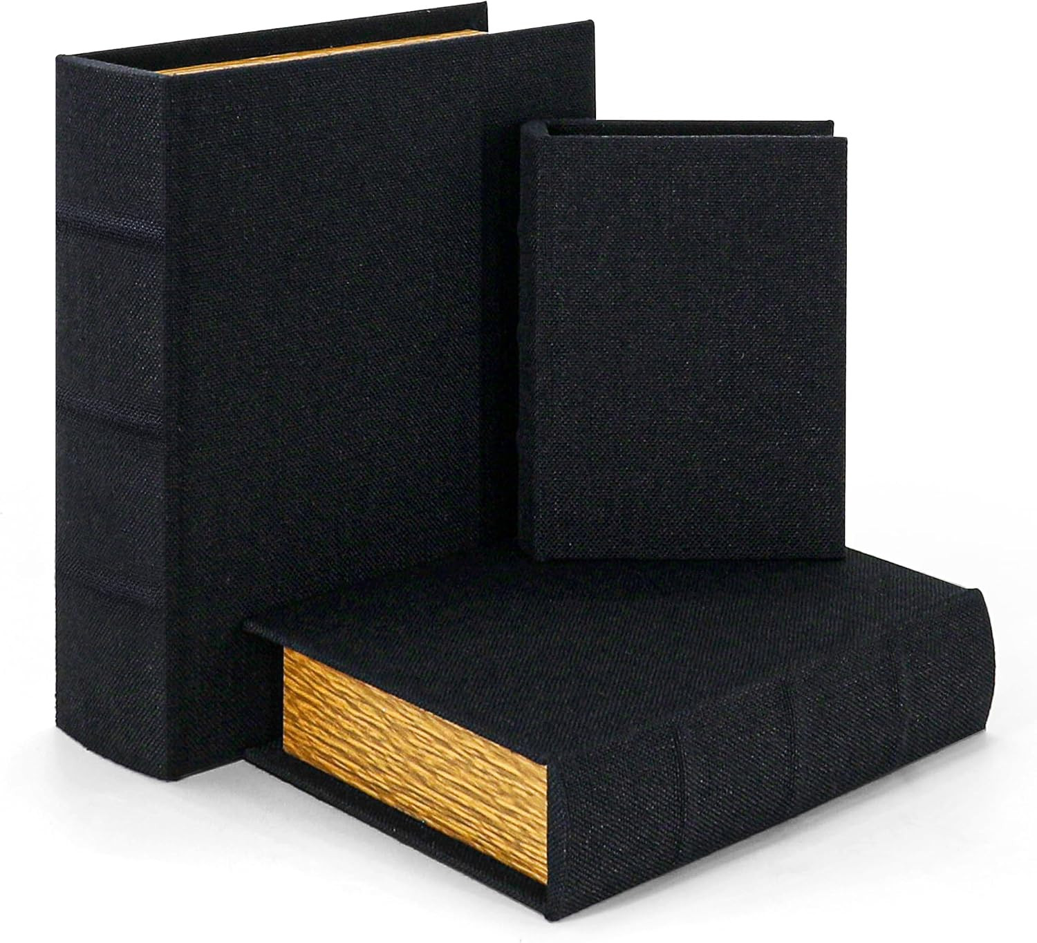 Jolitac Decorative Book Boxes, Faux Linen & Wood, Set of 3 | Amazon (US)