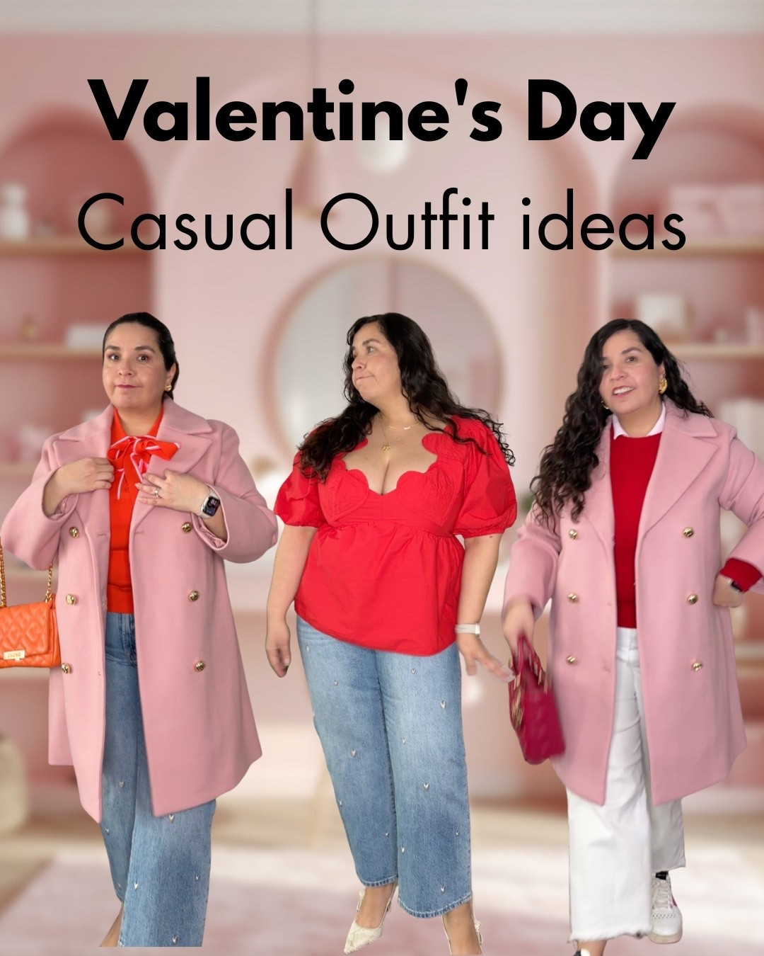 Valentine’s Day Casual Outfit Ideas 💘
Three casual Valentine’s outfits built around jeans.
Relaxed silhouettes, playful details, and color choices that feel intentional, not predictable.
From a pink coat that elevates denim to a heart-detail top and an unexpected pop of orange.
Easy looks for casual dates, dinner plans, or a low-key night out.
Everything is linked here.

#LTKSeasonal #LTKValentine #LTKOver40