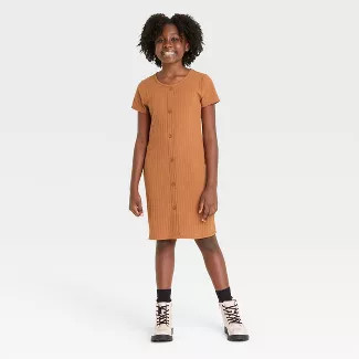 Girls' Button-Front Short Sleeve Dress - art class™ | Target