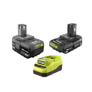 RYOBI ONE+ 18V Lithium-Ion Starter Kit with 2.0 Ah Battery, 4.0 Ah Battery, and Charger PSK106SB ... | The Home Depot