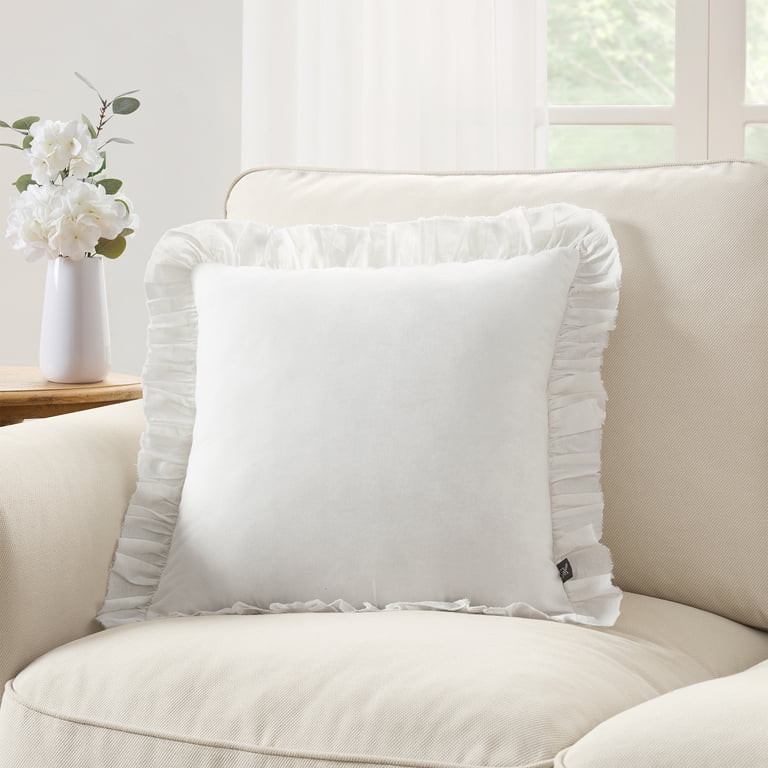 My Texas House 18" x 18" Ivory Ruffle Cotton Decorative Pillow | Walmart (US)