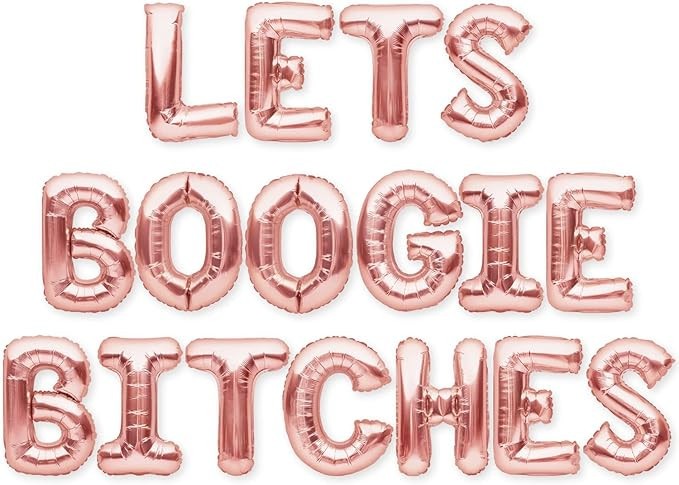 PartyForever Rose Gold LETS BOOGIE BITCHES Balloons Banner Party Decorations for 70's 80's 90's T... | Amazon (US)