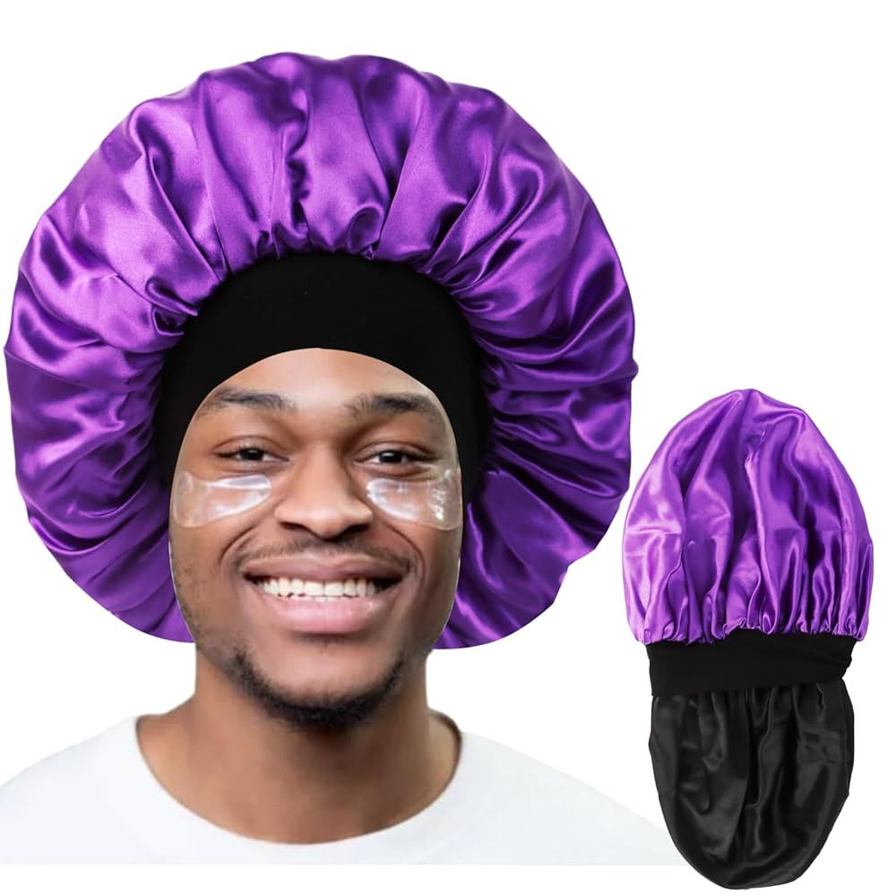 Bonnet for Men,Hair Bonnet for Sleeping,Double Layer Satin Bonnets for Black Women Curly Hair Bra... | Amazon (US)