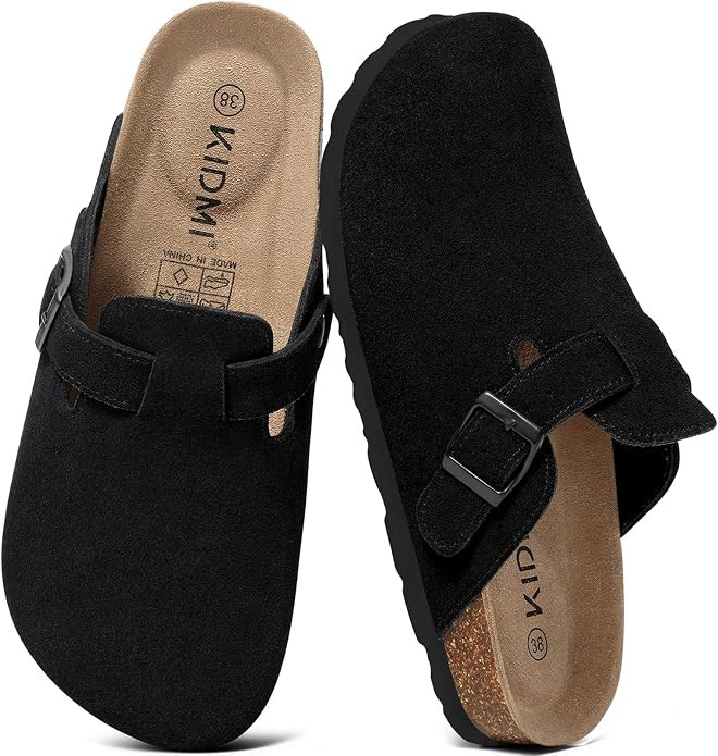 KIDMI Genuine Suede Clogs for Women Men Cork Footbed Mules Potato Shoes | Amazon (US)