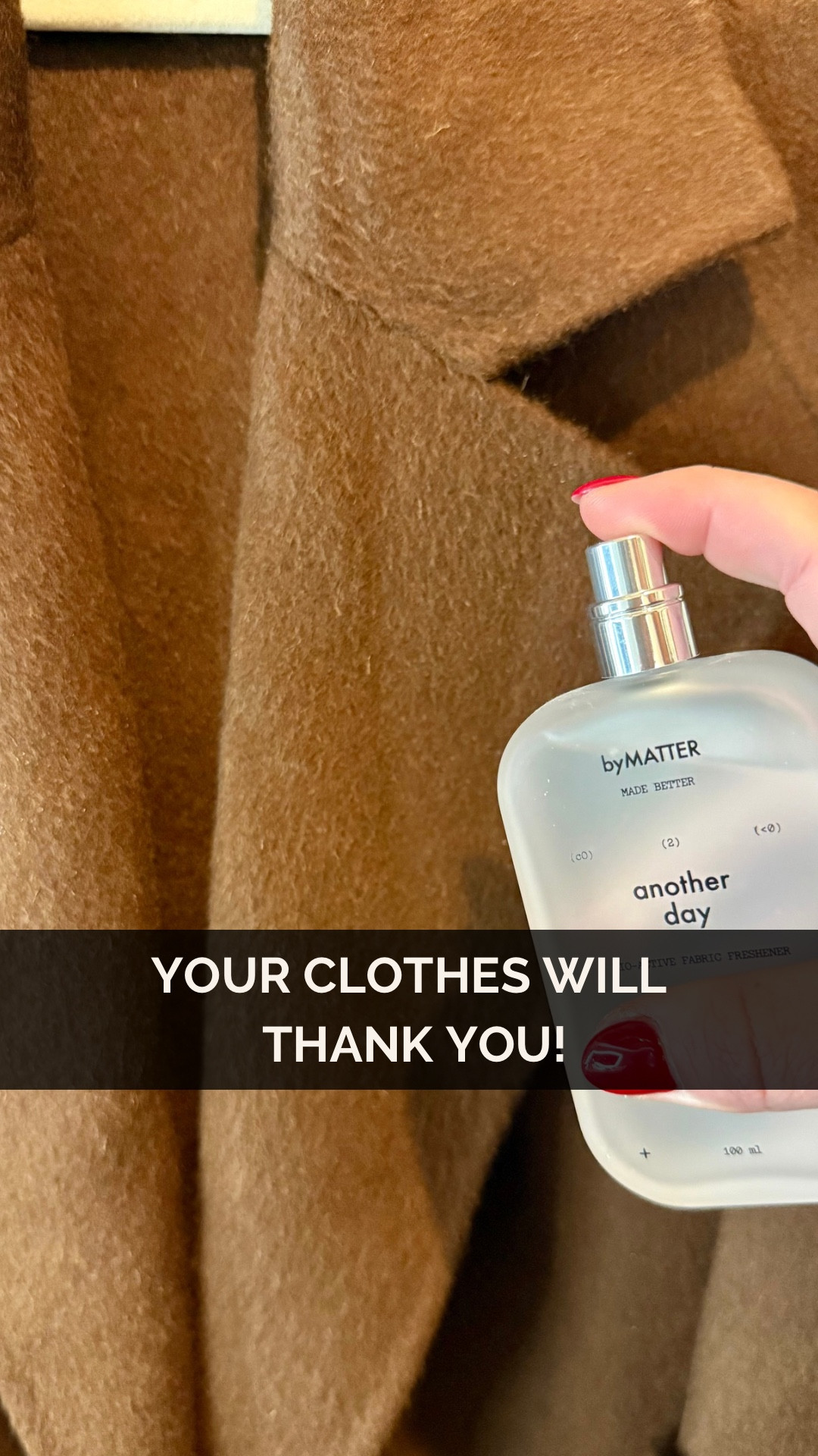 If you’re not using By Matter on your clothes yet… you’re missing out. 👗✨
It keeps your pieces fresher longer, cuts down on unnecessary wash + dry-clean cycles, and actually helps your clothes last (yes, please 🙌🏼).
A quick spray → refreshed, clean, and ready to wear again. Especially when it comes to your sweaters, denim, and outerwear! 
Saving your wardrobe and your wallet? 
Add to cart. ✔️

#LTKGiftGuide #LTKTravel #LTKOver40