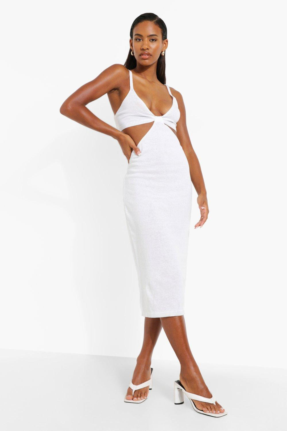 Cut Out Halterneck Knitted Midi Dress | Boohoo.com (UK & IE)