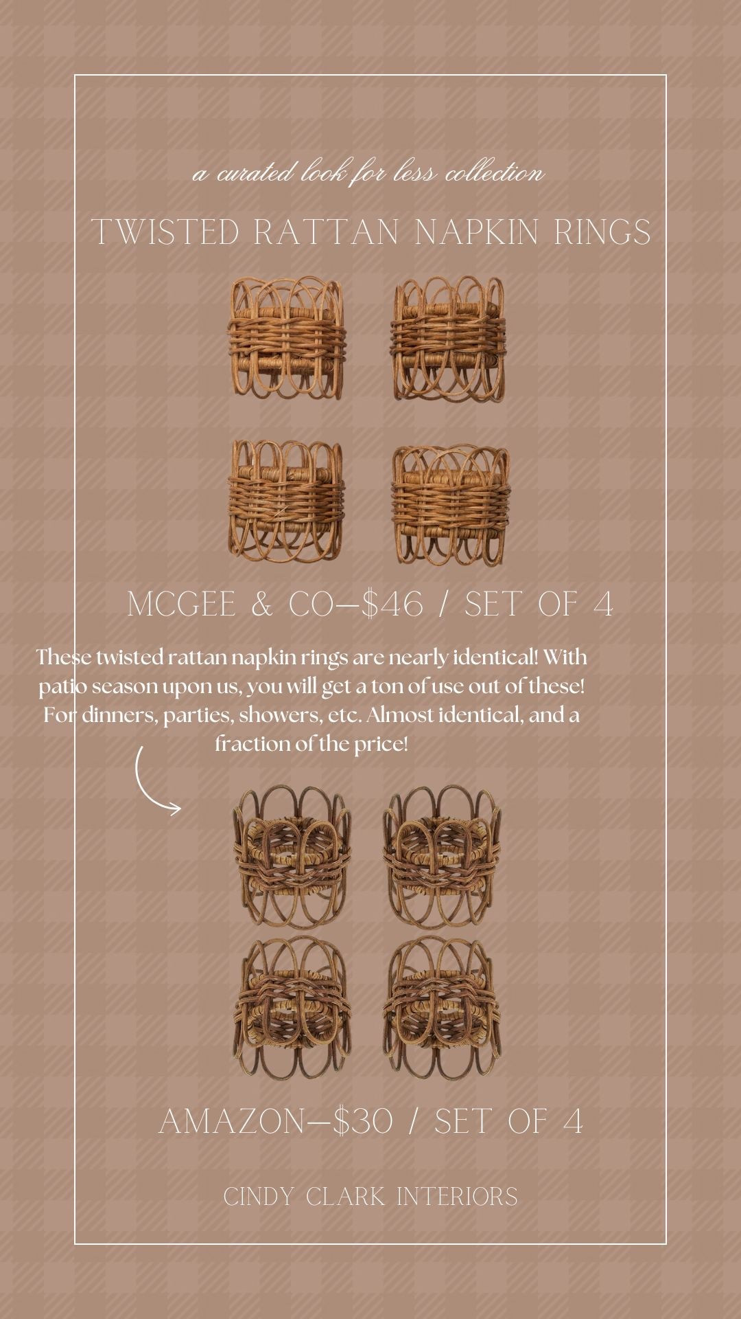 These twisted rattan napkin rings are nearly identical! With patio season upon us, you will get a ton of use out of these! For dinners, parties, showers, etc. Almost identical, and a fraction of the price!

#LTKHome #LTKSaleAlert