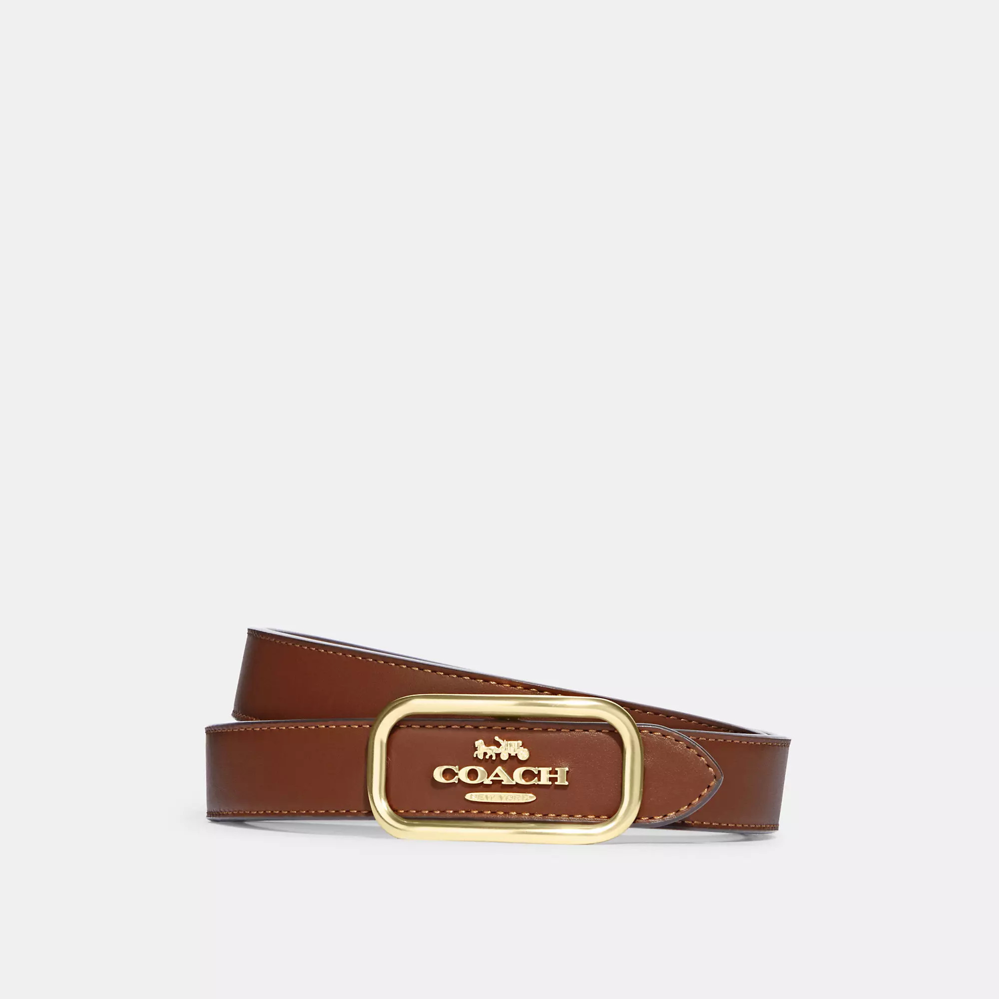 COACH Morgan Rectangle Buckle Belt, 25 Mm - Women's - Brown, Size: Small - Leather | Coach Outlet CA
