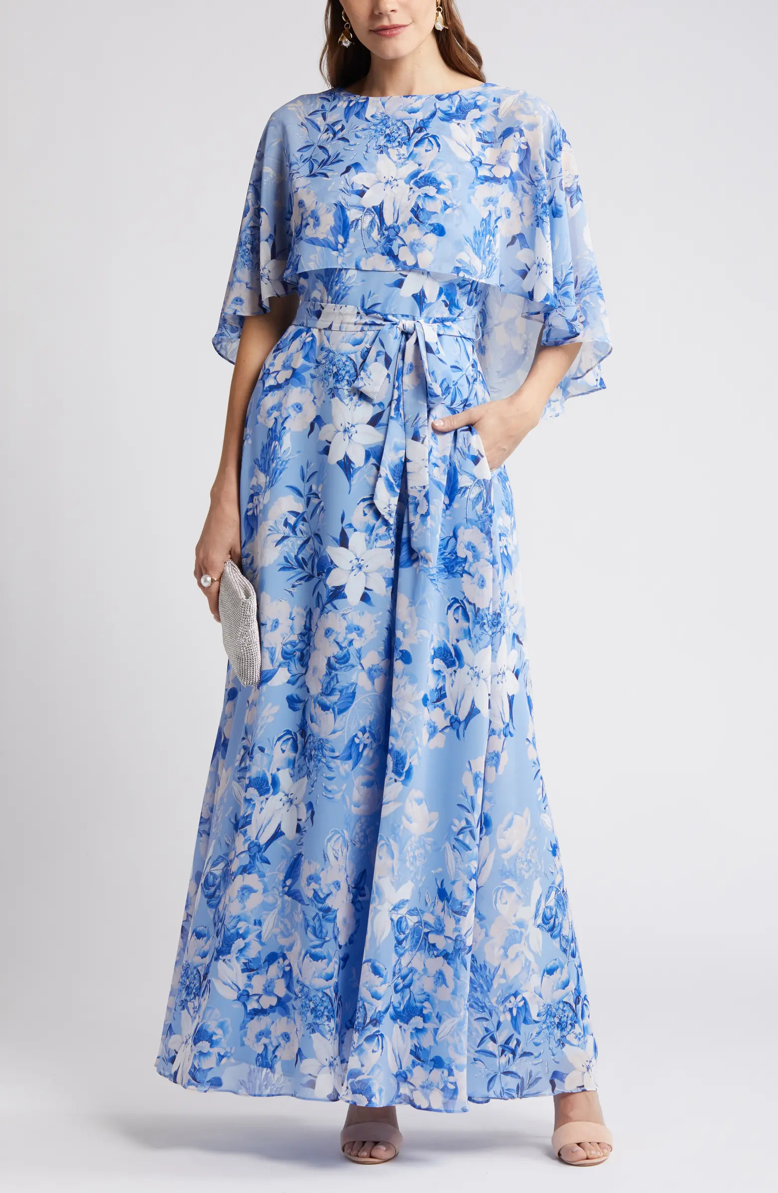 Floral Capelet Overlay Cocktail Dress | Nordstrom