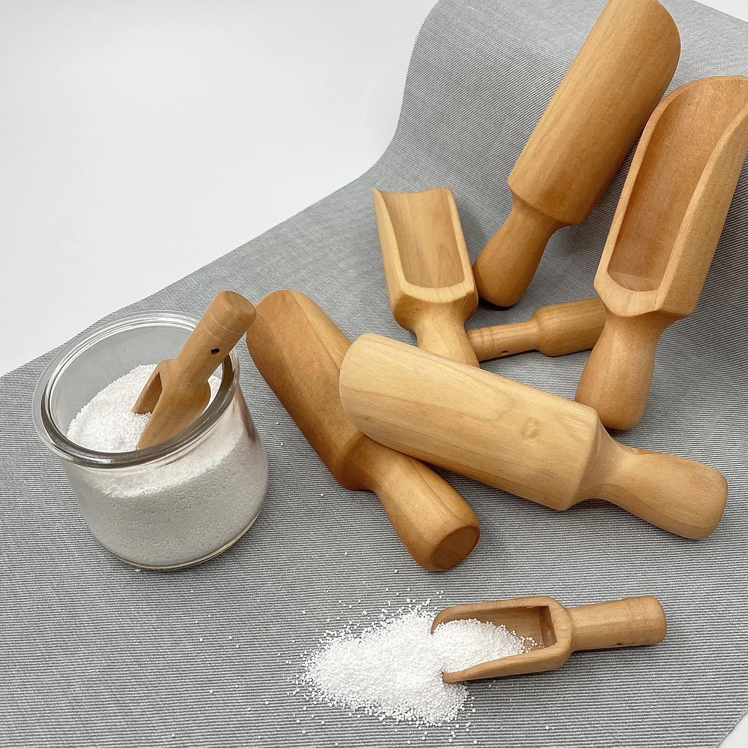 Wooden Scoop(5.5"+3") bath salt scoop Natural Beech Wood Scoop for Flour, Bath Salt, Sugar, Cerea... | Amazon (US)