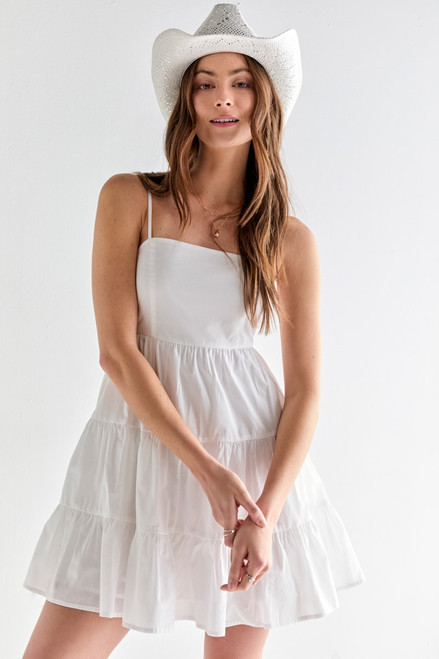 Hope Square Neck Tiered Mini Dress | Francesca's