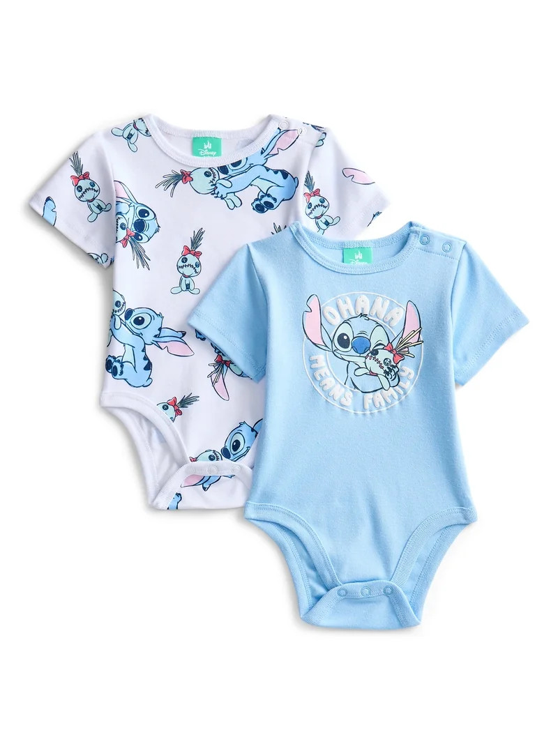 Lilo and Stitch Baby Boys or Girls Graphic One-Piece Bodysuits, 2-Pack, Sizes 0/3M-24M | Walmart (US)