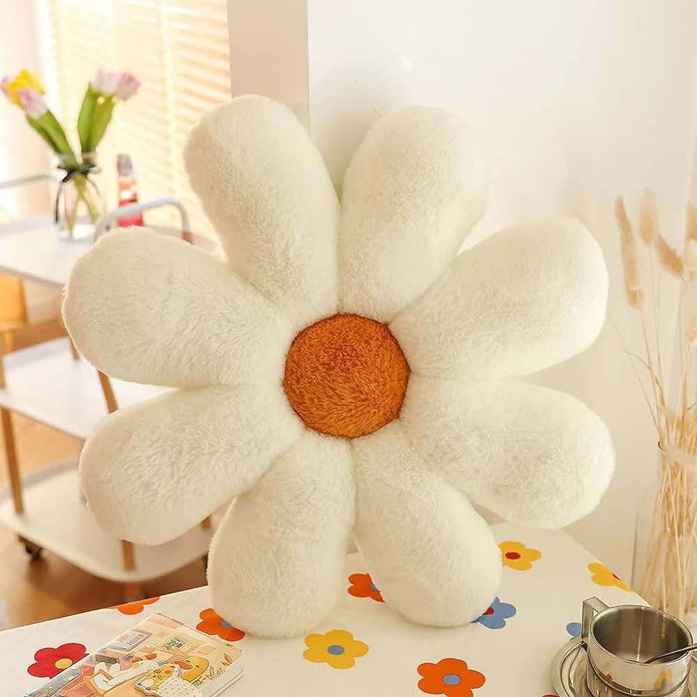Furry Flower Pillow, Flower Shaped Throw Pillow Cute Floor Pillow Green Floor Cushion for Living ... | Amazon (US)