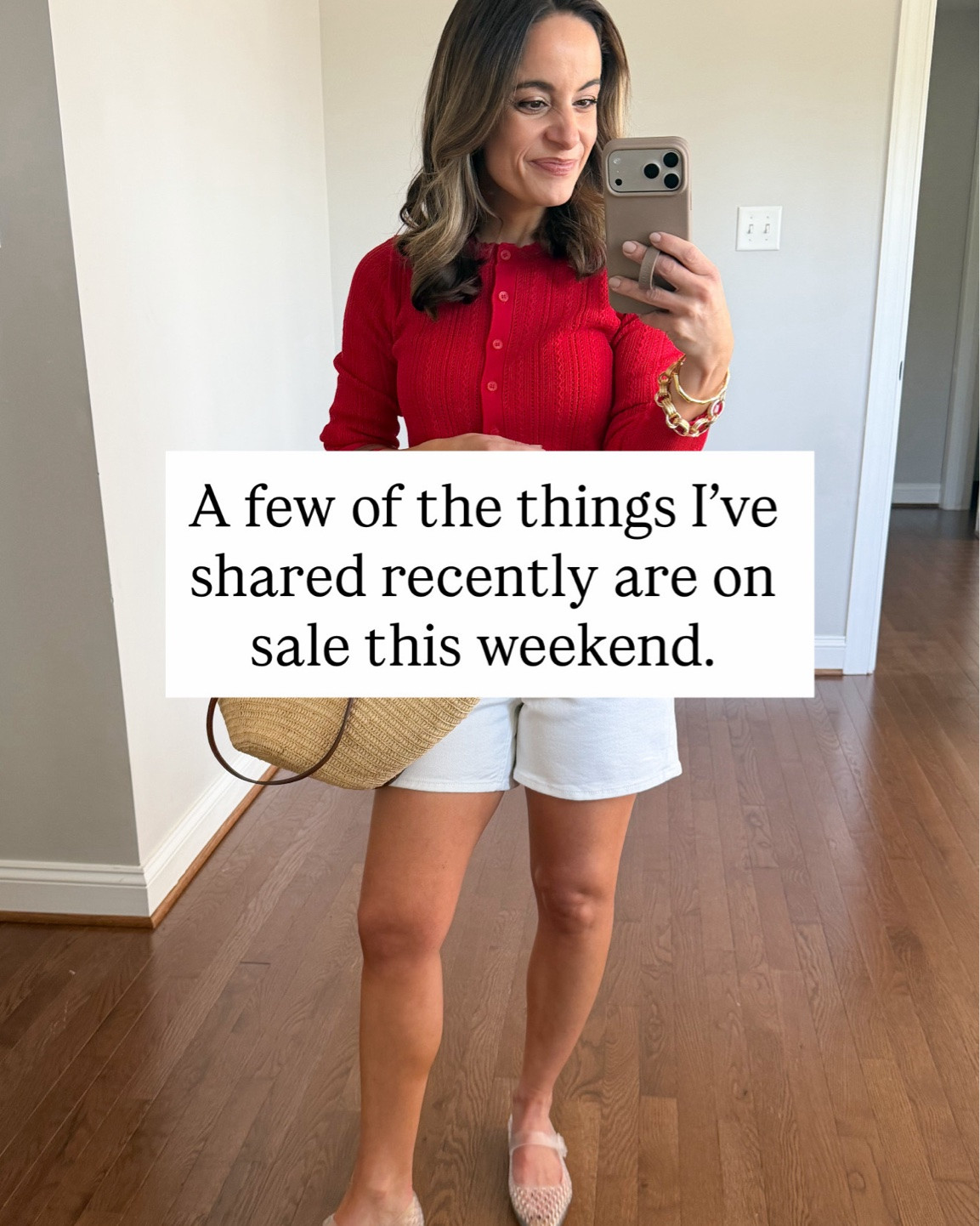 A few things I’ve shared recently are on sale this weekend! 

Red cardigan (J.Crew): xs - sized up (40% off) 
White shorts (Quince): 24 
Shoes (Sam Edelman): true to size 

Linen pants (LOFT): petite xxs - 50% off 
Striped tank top (LOFT): xxs - 50% off 

Striped tank top (LOFT): xxs - 50% off 
Pull on shorts (BR Factory): xxs 

Red dress (Ann Taylor): petite xxs/00 - 40% off

Linen shorts (Athleta): xxs - 40% off 
Tank top (Quince): xs - but sold out will link another tank top I love 

Levi’s jeans 30% off 
501 90s: 23 - sized down 
501 cropped: 24 true to size 
Ribcage: 25 - sized up