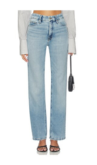 Good American Soft Tech Good True Straight Jeans in Blue. - size 0 | Revolve Clothing (Global)