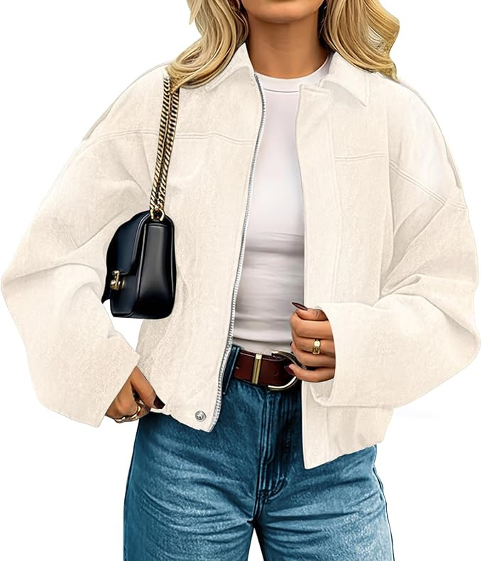 Womens Faux Suede Jackets Fall Fashion Outfits Coat Winter Clothes Open Front Cropped Jacket | Amazon (US)