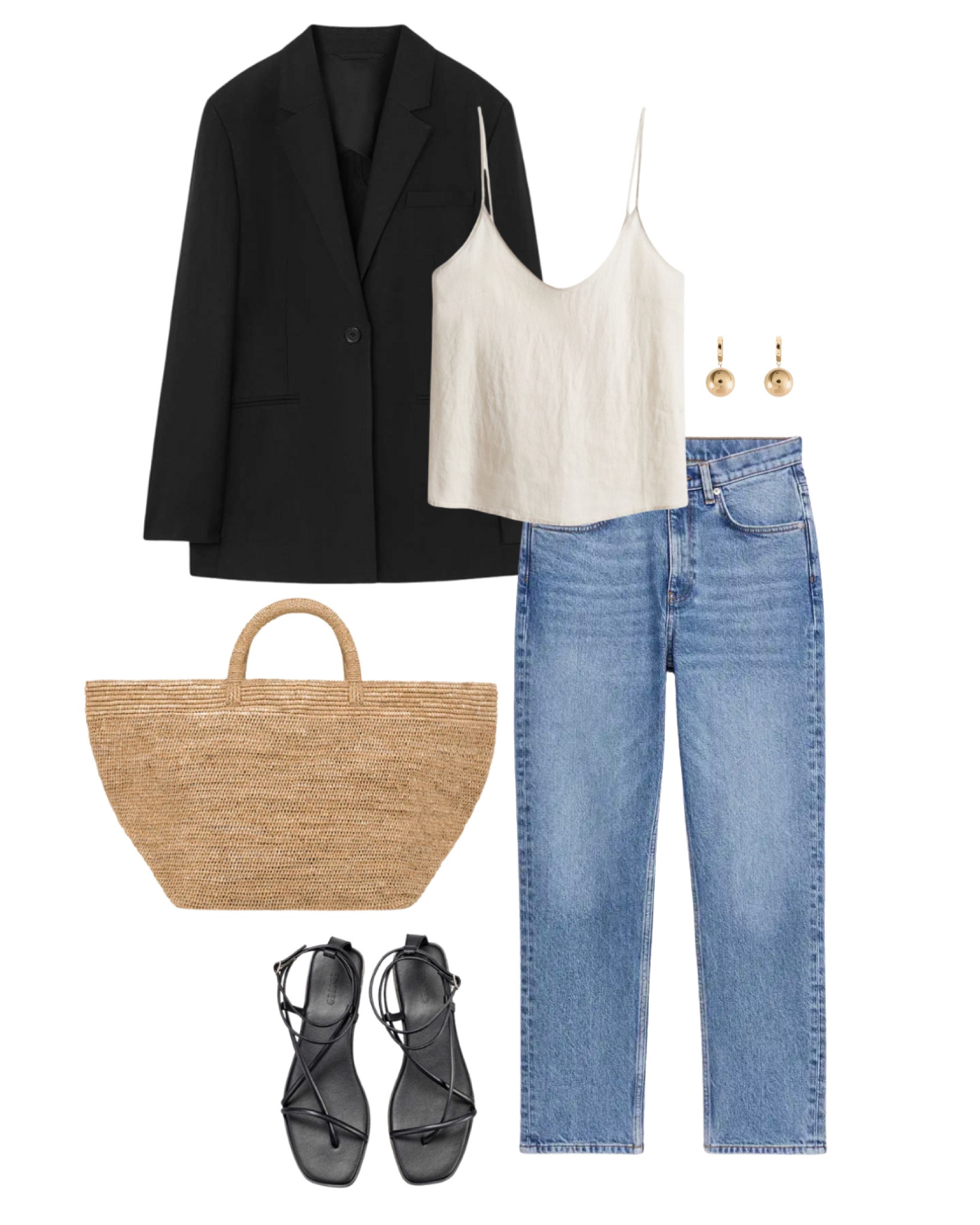 Blazer, linen top, jeans, basket bag, what to wear, evening look, vacation style, summer outfit 

#LTKSummerSales #LTKStyleTip #LTKSeasonal