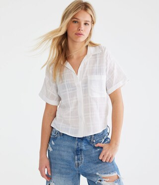 Tonal Textured Stripe Shirt | Aeropostale
