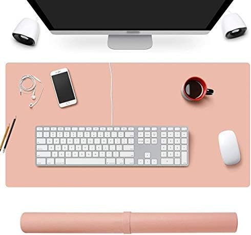 KUAO Large Gaming Mouse Pad Pink, Desk Pad Office Desk Mat 31.5 × 15.7"(80X40CM) PU Leather Double-S | Amazon (US)