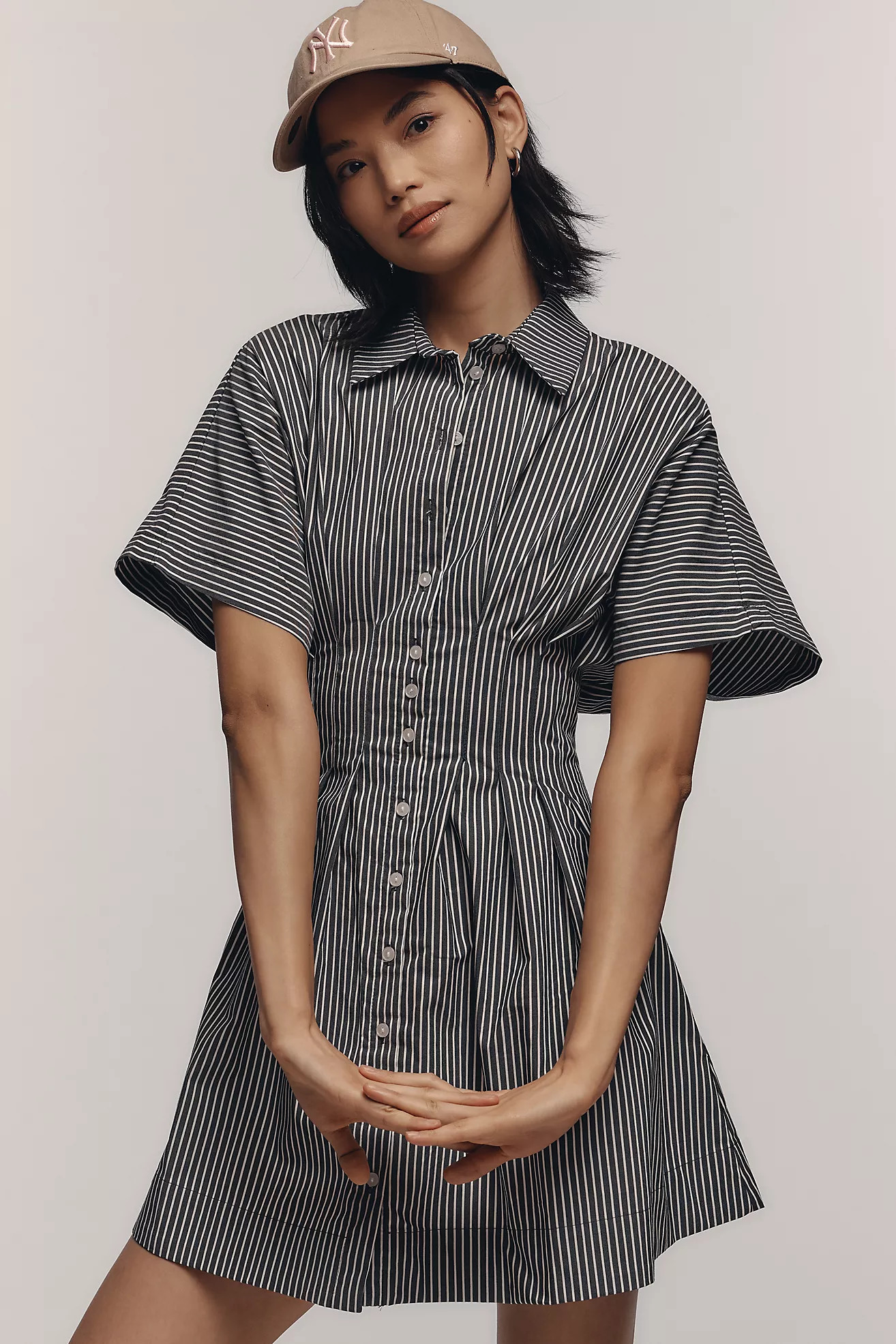 The Tobie Button-Front Pleated Shirt Dress by Exquise: Mini Edition | Anthropologie (US)