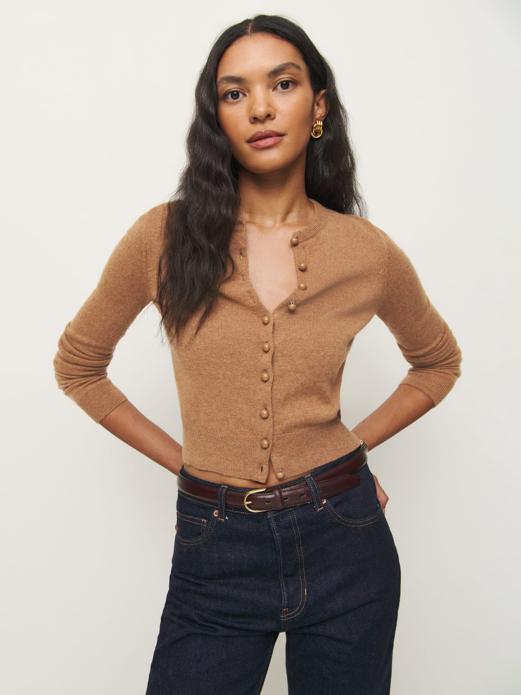 Caspia Cashmere Cropped Cardigan | Reformation (Global)
