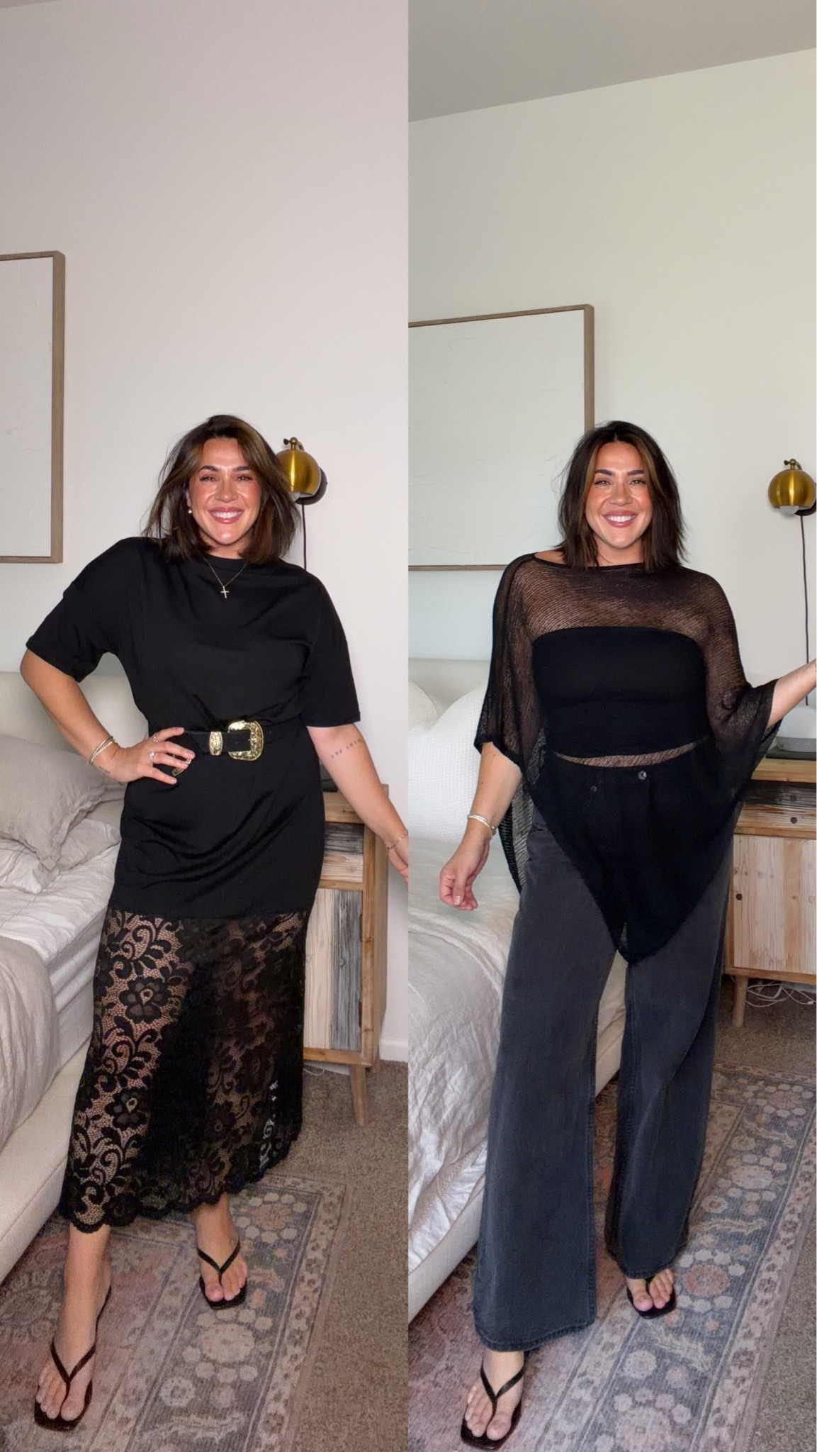 All black outfits! T shirt dress with lace is size L. Top size M, jeans size 30.

#LTKootd #LTKmomlife #LTKgrwm