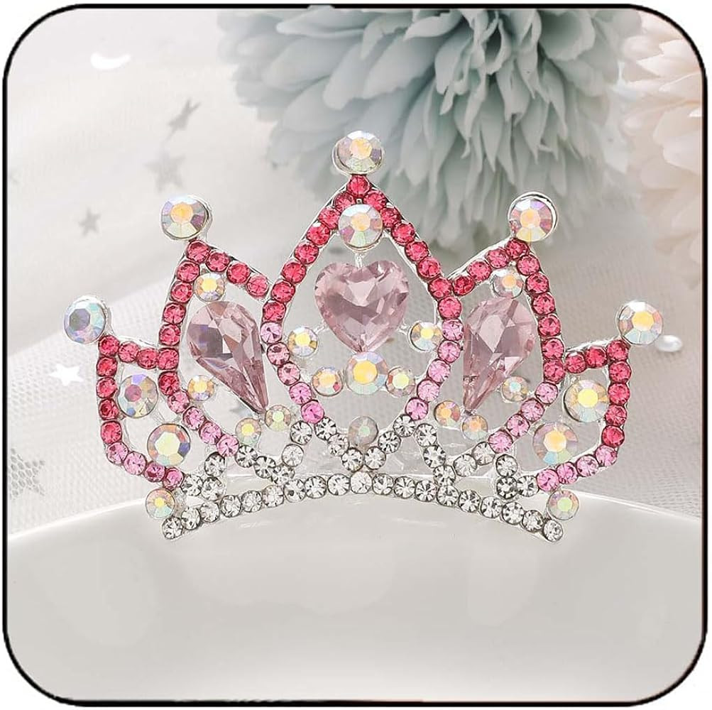 Princess Tiara Comb Small Crystal Girls Crown Hair Combs Rhinestone Birthday Prom Tiaras Headband... | Amazon (US)