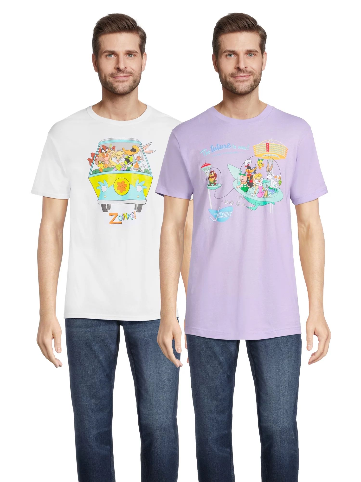 Warner Brothers 100th Men's & Big Men's Graphic Tee Shirts, 2-Pack, S-3XL | Walmart (US)