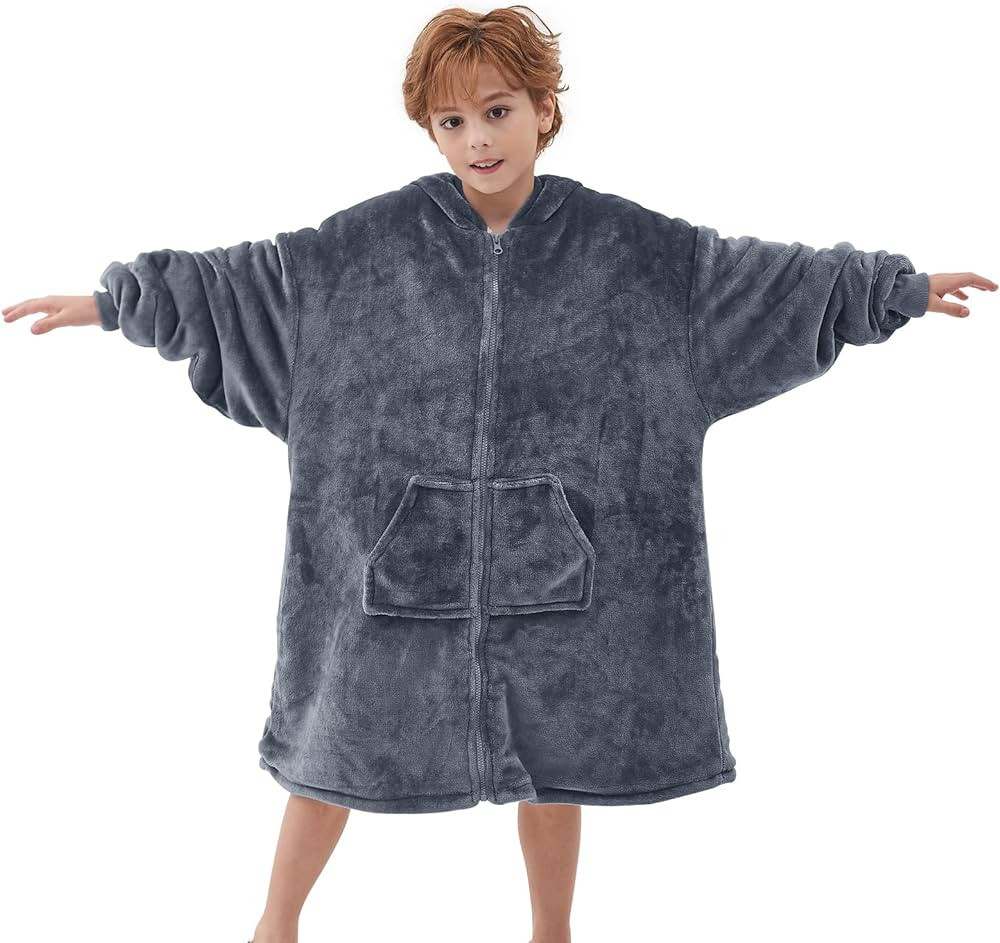 JOYWOO Wearable Blanket Hoodie Kids,Oversized Sweatshirt Hoodie with Zipper Design for Kids, Yout... | Amazon (US)