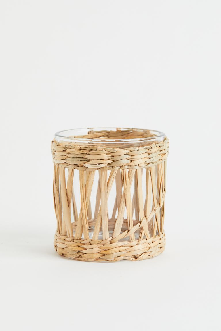New ArrivalCandle lantern in glass covered in braided seagrass. Diameter approx. 3 1/4 in. Height... | H&M (US)