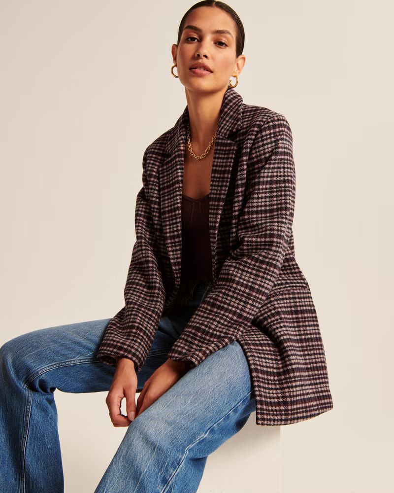 Women's Wool-Blend Blazer Coat | Women's | Abercrombie.com | Abercrombie & Fitch (US)