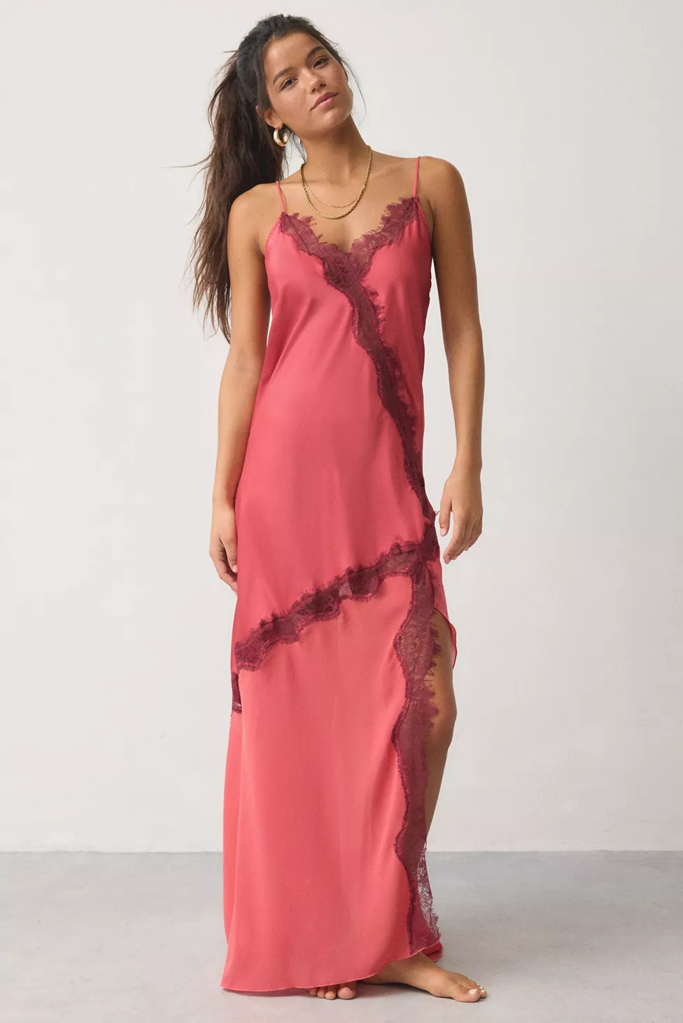 Wild Lovers Cleo Lace Trim Bias Cut Slip Maxi Dress | Urban Outfitters (US and RoW)