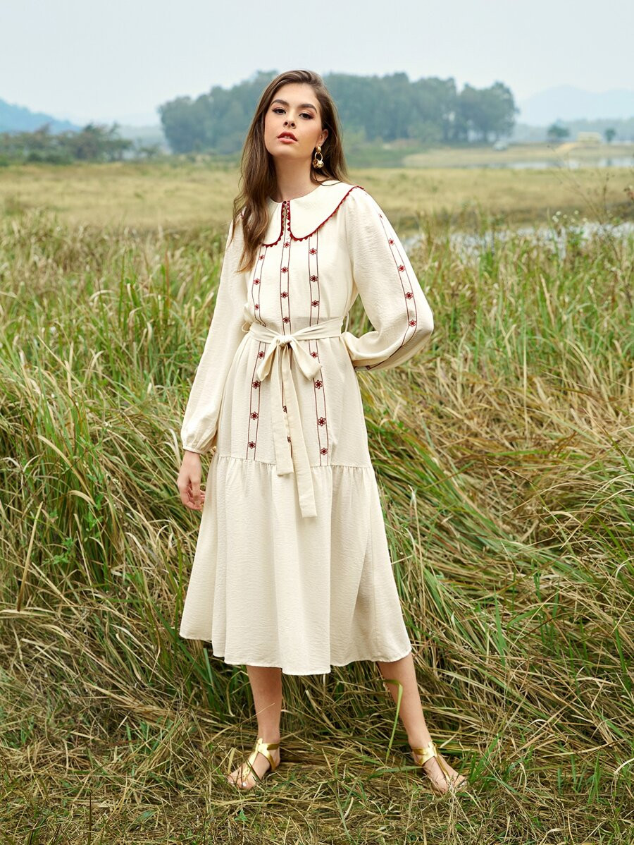 SHEIN Peter Pan Collar Flounce Hem Dress
   SKU: sw2110189917694914      
          (29 Reviews)
... | SHEIN