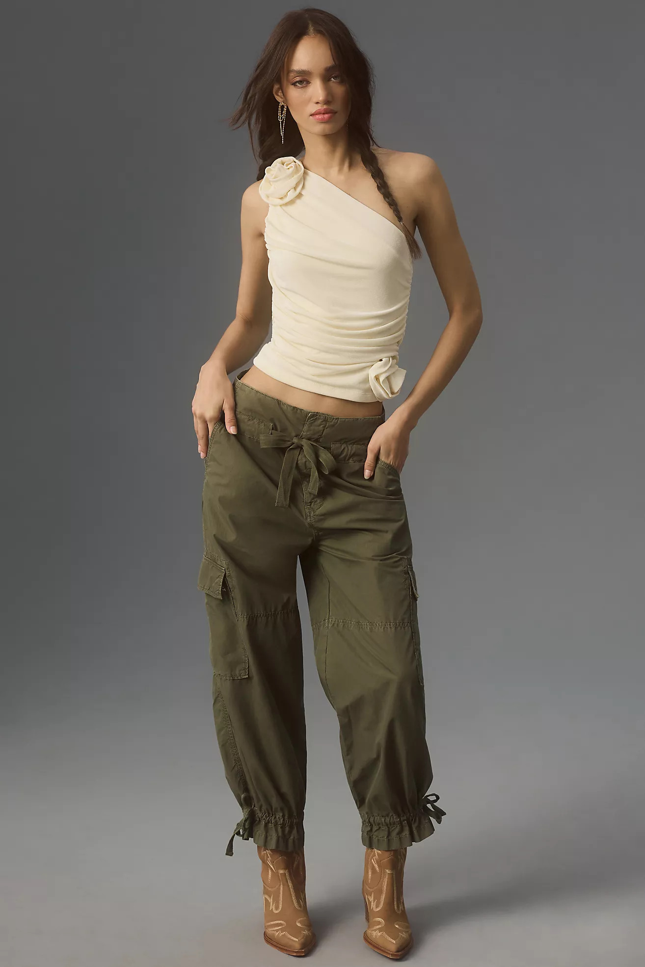 Sunday in Brooklyn Rosette One-Shoulder Ruched Top | Anthropologie (US)