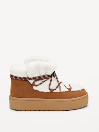 Cozy Lace-Up Platform Booties for Women | Old Navy (US)