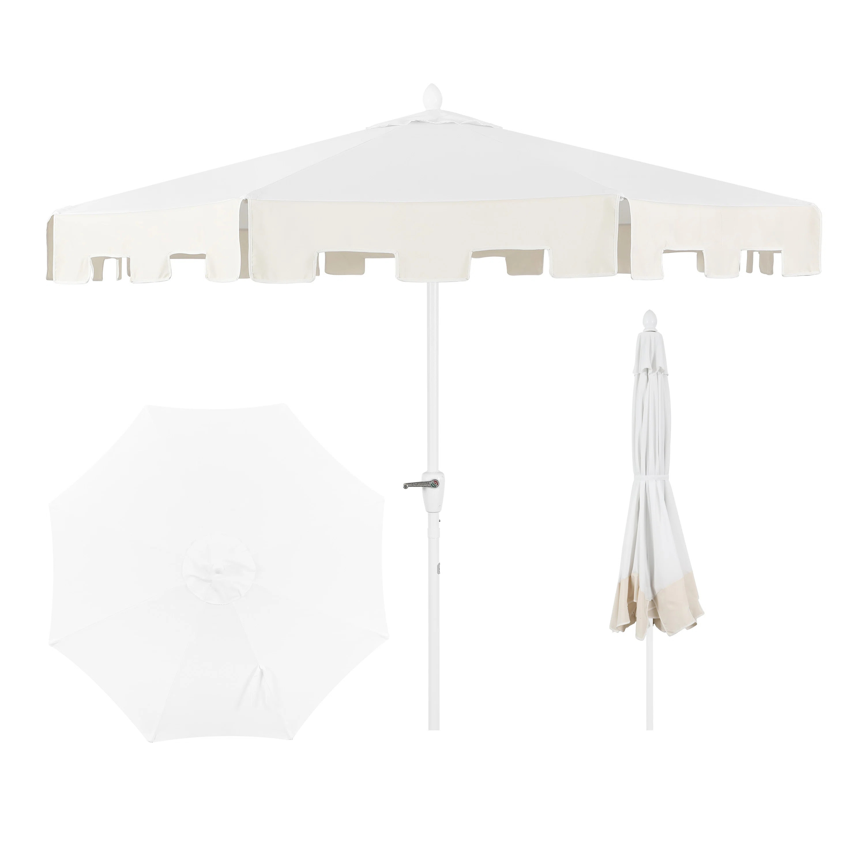 Taveon 9 ft. Classic MidCentury Market Patio Umbrella with UV Protection, Auto-Tilt, and Crank | Wayfair North America