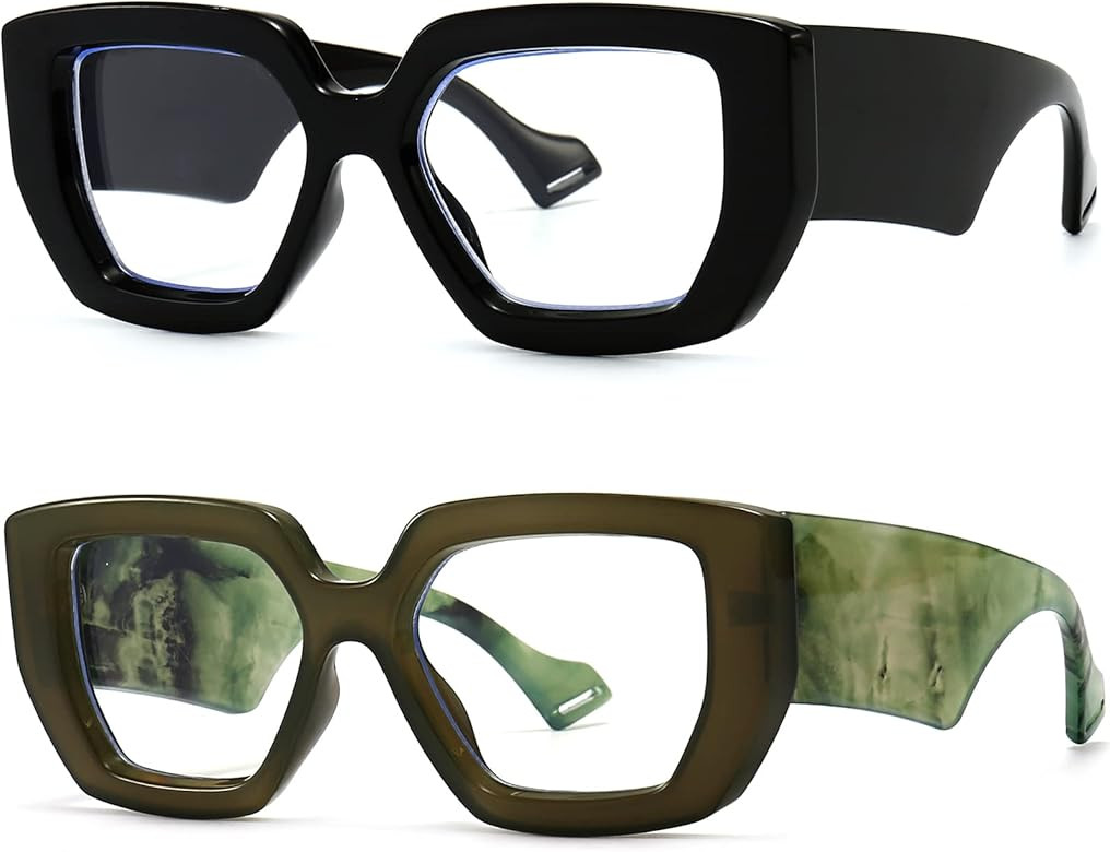 Breaksun Thick Frame Blue Light Glasses for Women Men Fashion Oversized Square Computer Gaming Ey... | Amazon (US)