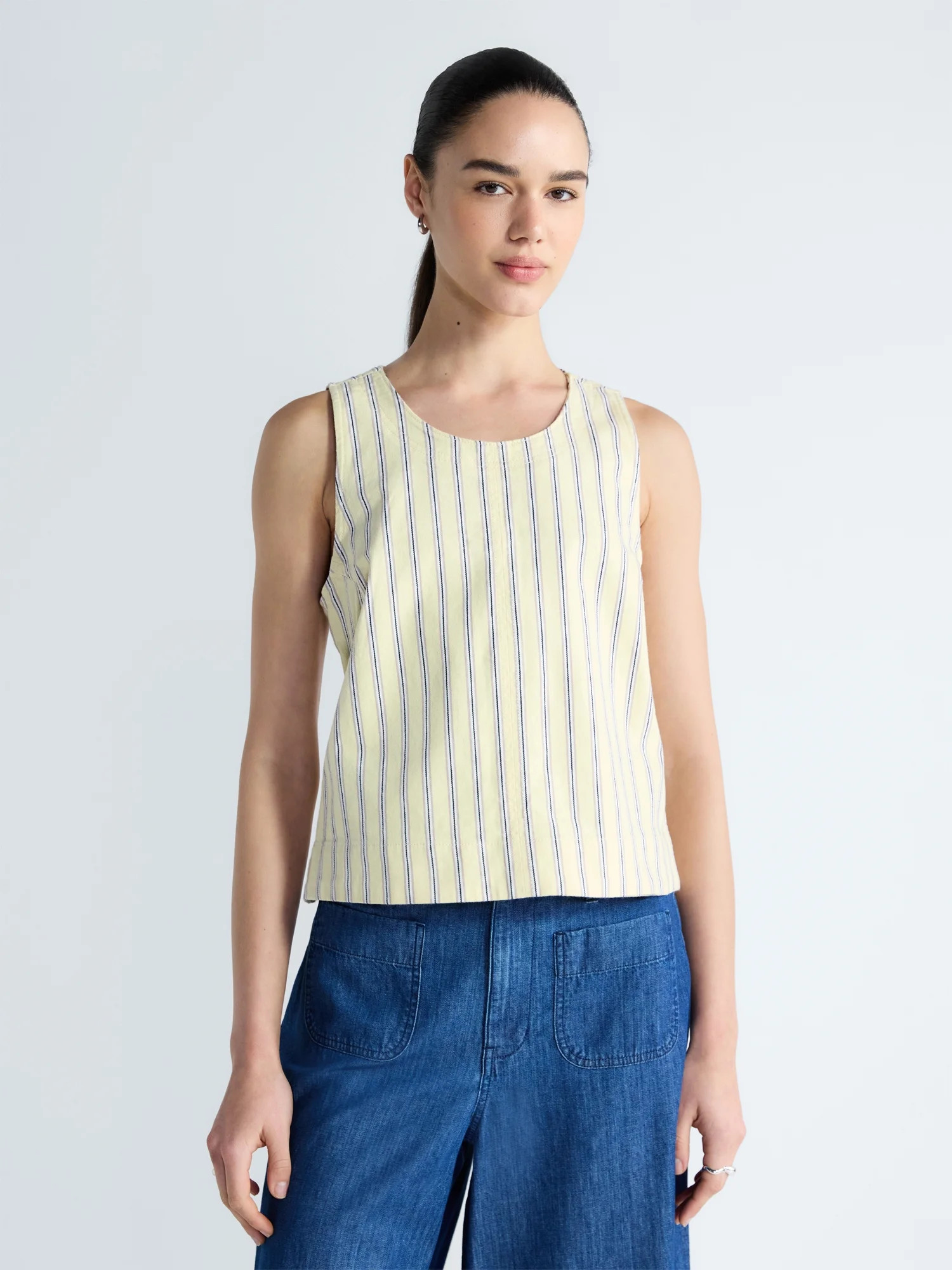 Free Assembly Women's Cropped Sleeveless Denim Top, Sizes XS-XXL | Walmart (US)