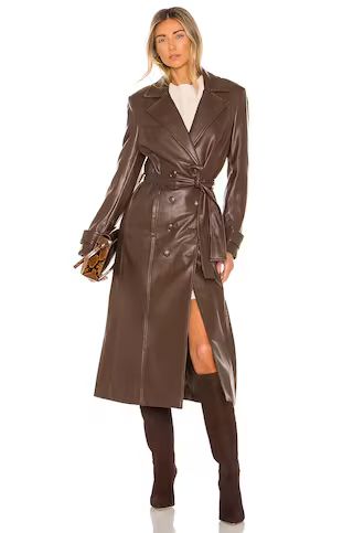 Bardot Vegan Leather Trench Coat in Chocolate from Revolve.com | Revolve Clothing (Global)