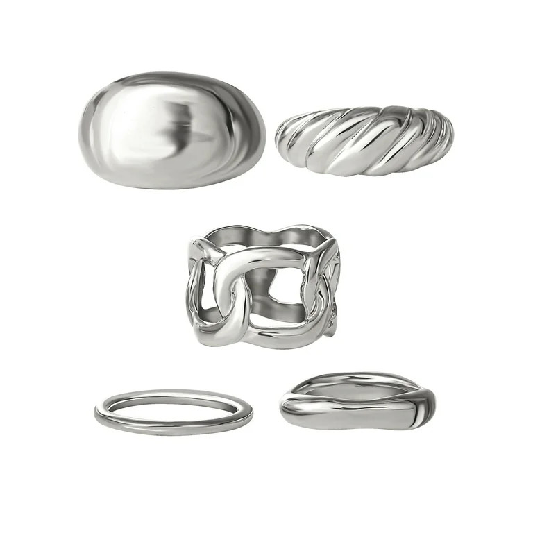 Jessica Simpson Women's Silvertone Ring Set, 5-Piece - Walmart.com | Walmart (US)