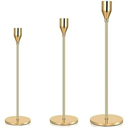 Latady Candlestick Holders Taper Candle Holders Brass Gold Candlestick Holder Set 3 Pcs Candle Stick Holders kit Decorative Candlestick Stand for Wedding Dining Coffee Table Home Decor | Walmart (US)