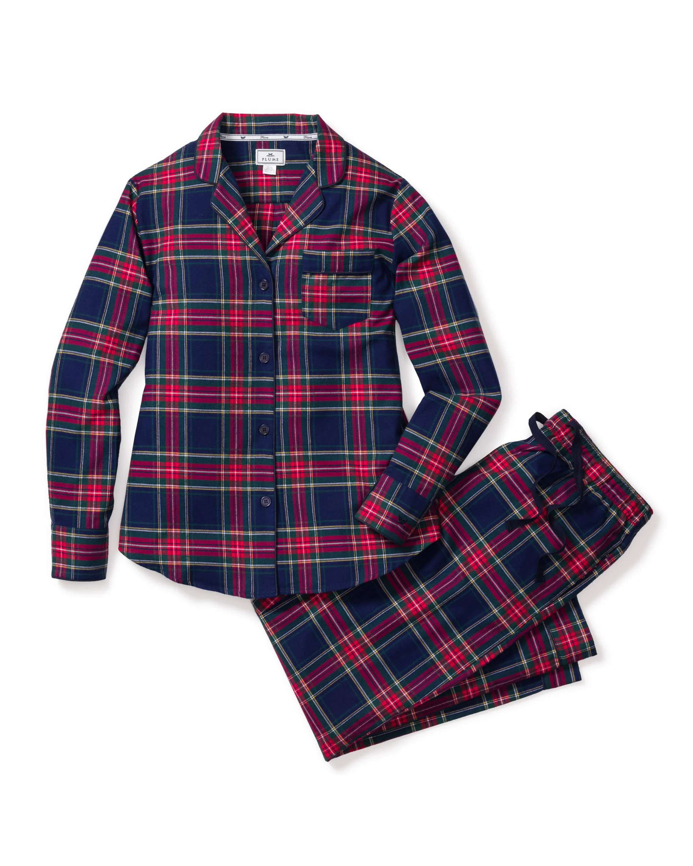 Women's Brushed Cotton Pajama Set in Windsor Tartan | Petite Plume