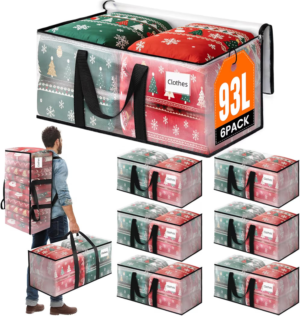 BlissTotes 6-Pack Large Moving Bags with Backpack Straps & Strong Zippers, Heavy-Duty Storage Bag... | Amazon (US)