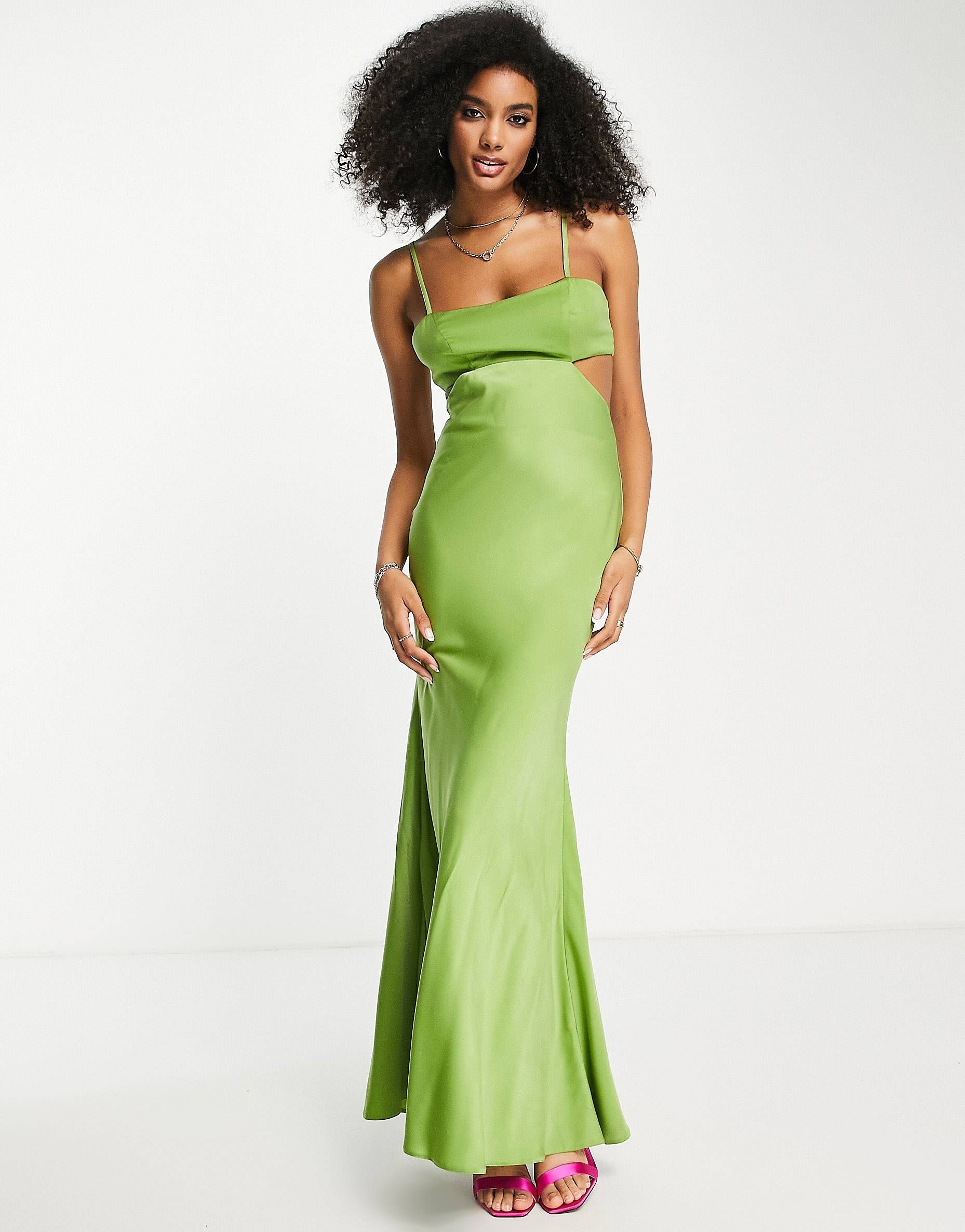 ASOS DESIGN satin maxi dress with cut out and tie back detail | ASOS (Global)