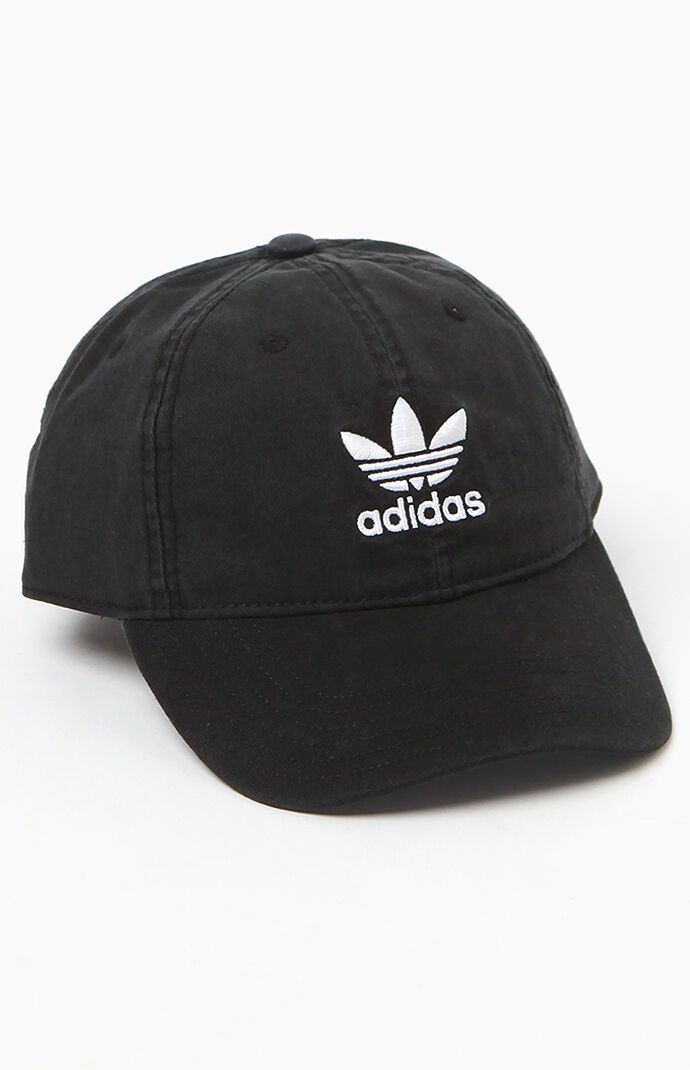 adidas Mens Washed Black Strapback Dad Hat | PacSun