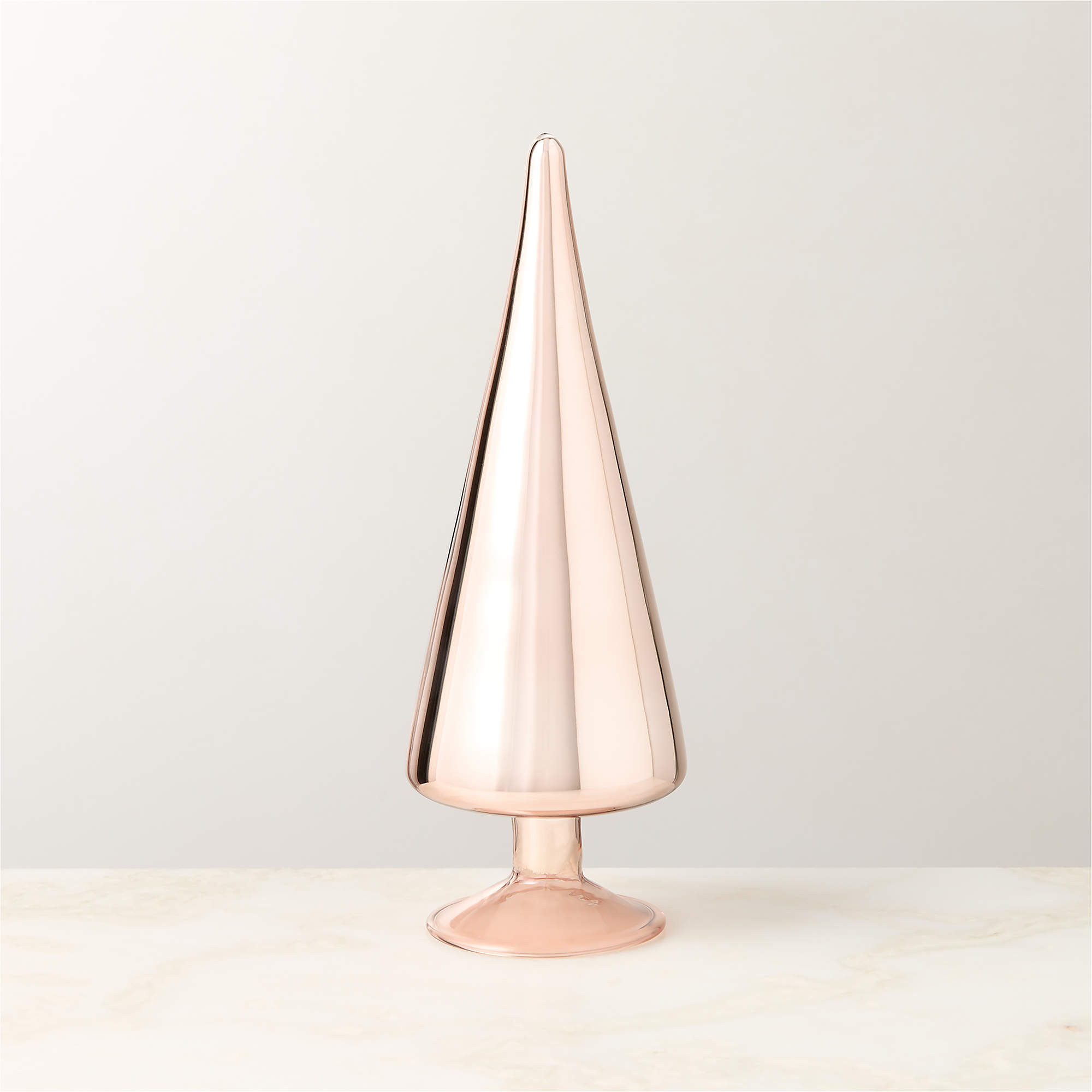Paz Blush Glass Christmas Tree Figure 8.5" + Reviews | CB2 | CB2