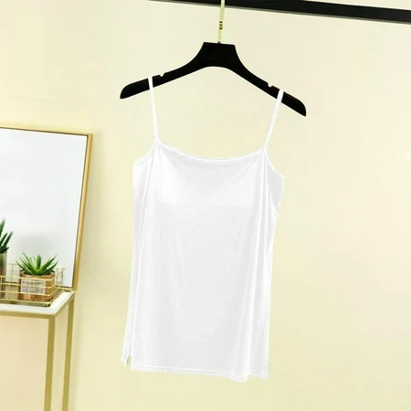 White Tank Tops For Women, Cotton White Tank Top Woman, Womens Summer Clothes, Tank Top For Women Sleeveless Tops With Built In Bras Shelf Bra Padded Shirt 2024 Casual Tanks Loose Fit | Walmart (US)