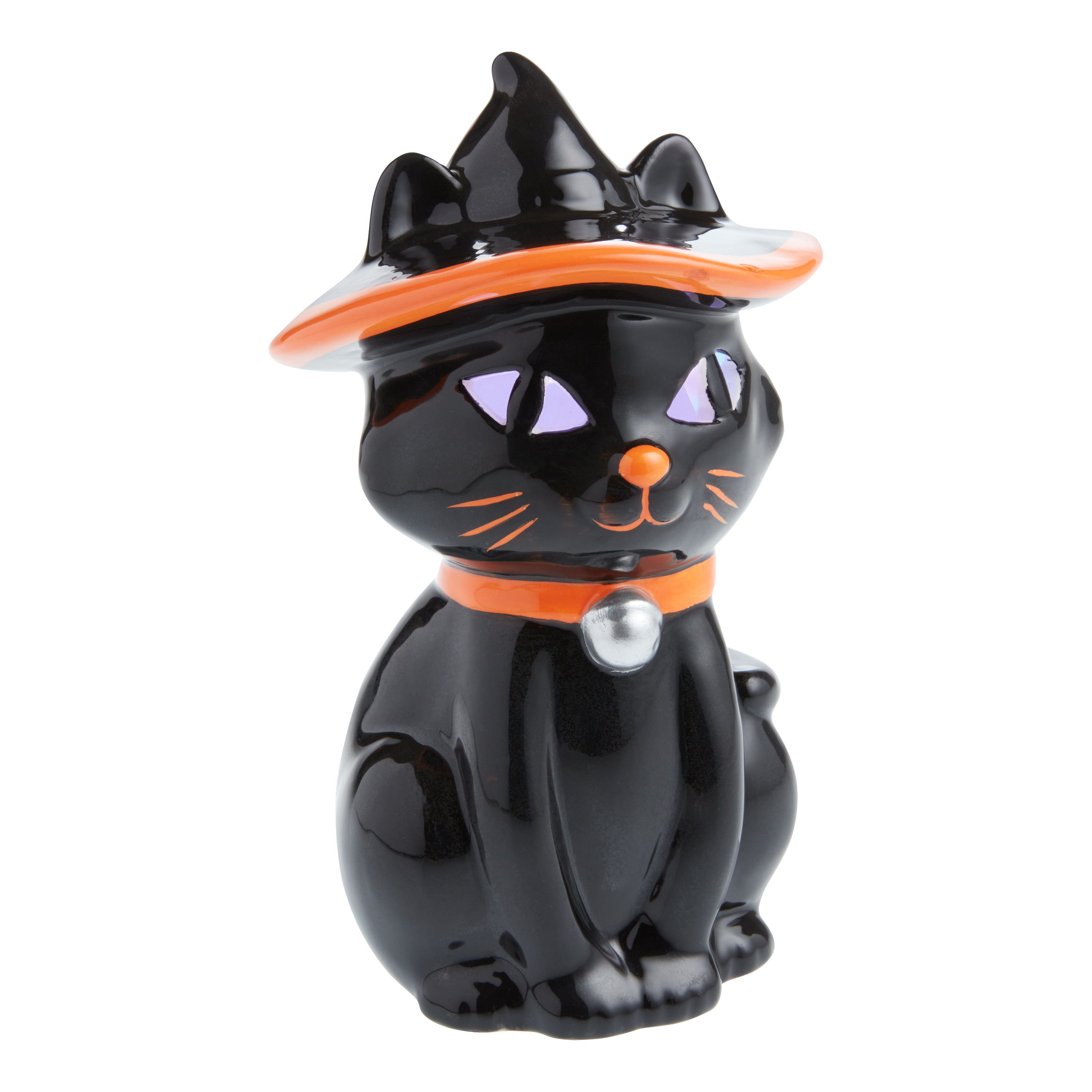 Black Ceramic Cat LED Light Up Decor | World Market