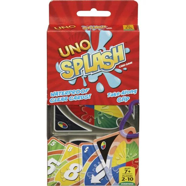 UNO Splash Card Game for Outdoor Camping, Travel and Family Night With Water-Resistent Cards | Walmart (US)